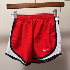 Nike Women's Red and White Athletic Shorts